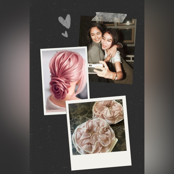 Hand Designed Light Pink Comb Scrunchie - Picture 4 of 7